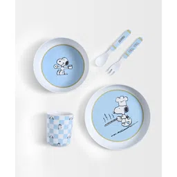 Mi Arcus Peanuts Arctic Melamine Dinnerware Pack of 5 -White& Sky Blue-picture-14