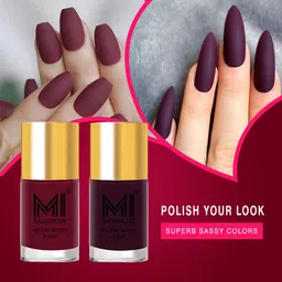mi fashion Add A Touch Of Sophistication With Matte Nail Polish Set Mauve,Wine-picture-12