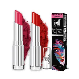 MI FASHION Set Of 2 Matte Long Lasting Lipstick - 3.5 g Each - Magenta Rush & Red Wine-picture-12