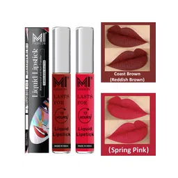 MI FASHION Set of 2 Smudge Free Matte Finish Moisturizing Liquid Lipstick - Brown & Pink-picture-26