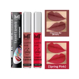 MI FASHION Set of 2 Smudge Free Matte Finish Moisturizing Liquid Lipstick - Brown & Pink-picture-41