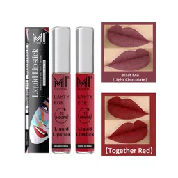 MI FASHION Set of 2 Smudge Free Matte Finish Moisturizing Liquid Lipstick - Nude & Red-picture-35