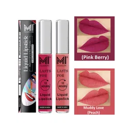 MI FASHION Set of 2 Smudge Free Matte Finish Moisturizing Liquid Lipstick - Pink-picture-25