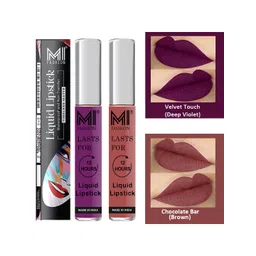 MI FASHION Set of 2 Smudge Free Matte Finish Moisturizing Liquid Lipstick - Purple & Brown-picture-11