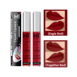 MI FASHION Set of 2 Smudge Free Matte Finish Moisturizing Liquid Lipstick - Red-picture-21