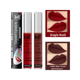 MI FASHION Set of 2 Smudge Free Matte Finish Moisturizing Liquid Lipstick - Red & Brown-picture-39