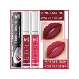 MI FASHION Set of 2 Smudge Free Matte Finish Moisturizing Liquid Lipstick - Red & Pink-picture-12
