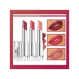 MI FASHION Set Of 3 Creme Matte Long Lasting Lipstick-10.5g-Brown-Dark Rose-Nude-picture-27