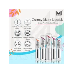 MI FASHION Set Of 3 Creme Matte Long Lasting Lipstick-10.5gm image 2
