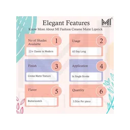 MI FASHION Set Of 3 Creme Matte Long Lasting Lipstick-10.5gm image 5
