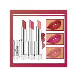 MI FASHION Set Of 3 Creme Matte Weightless Long-Lasting Lipstick 3.5g each - Brownish Red + Deep Rose + Nude-picture-24