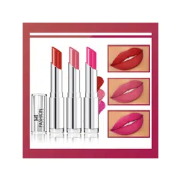MI FASHION Set Of 3 Creme Matte Weightless Long-Lasting Lipstick 3.5g each - Cornell Red + Peach + Pink-picture-33