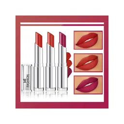MI FASHION Set Of 3 Creme Matte Weightless Long Lasting Lipstick - Cornell Red - Roof Terracotta - Pansy Purple-picture-38