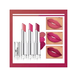 MI FASHION Set Of 3 Creme Matte Weightless Long Lasting Lipstick-Peach, Pansy Purple, Rose Pink 10.5gm-picture-35