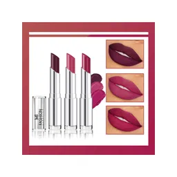 MI FASHION Set Of 3 Creme Matte Weightless Long Lasting Lipstick- Wine Berry, Purple, Purple Peach 10.5gm-picture-19