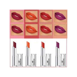 MI FASHION Set Of 4 Creme Matte Weightless Long-Lasting Lipstick 3.5g each - Cherrywood + Orange + Cornell Red + Purple-picture-26