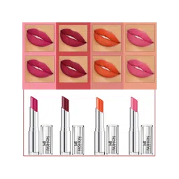MI FASHION Set Of 4 Creme Matte Weightless Long-Lasting Lipstick 3.5g each - Pink + Cherrywood + Orange + Light Carmine Pink-picture-18