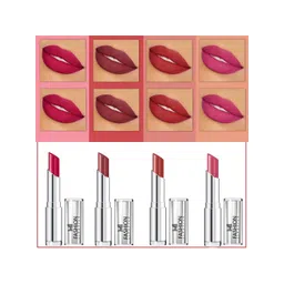 MI FASHION Set Of 4 Creme Matte Weightless Long-Lasting Lipstick 3.5g each - Pinkish Red + Brown + Brownish Red + Rose-picture-29