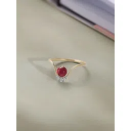 Mia by Tanishq 14k (585) Yellow Gold and Diamond Berry Orbit Ruby Casual Rings-picture-17