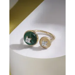 Mia by Tanishq 14k Green Goddess Diamond and Malachite Ring-image-38
