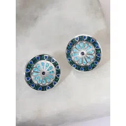 Mia by Tanishq 925 Silver Midnight Mosaic Silver Stud Earrings-picture-18
