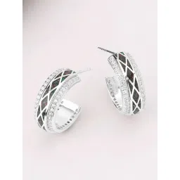 Mia by Tanishq 925 Silver Mosaic Crush Silver Hoop Earrings-picture-12