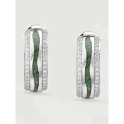 Mia by Tanishq 925 Silver Mosaic Magic Silver Hoop Earrings image 4