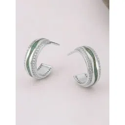 Mia by Tanishq 925 Silver Mosaic Magic Silver Hoop Earrings image 1