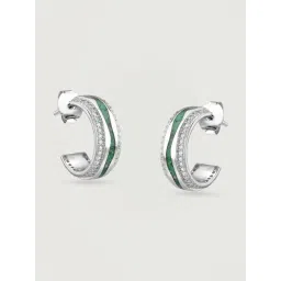 Mia by Tanishq 925 Silver Mosaic Magic Silver Hoop Earrings image 3