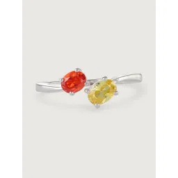 Mia by Tanishq 92.5 Sterling Silver Citrine Sunshine & Garnet Glow Ring-image-25