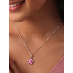 Mia by Tanishq 92.5 Sterling Silver Pink Blossom Flower Charm-picture-36