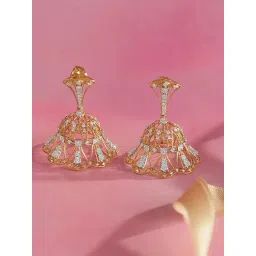 Mia by Tanishq Gilded Lippan Gold & Diamond Jhumki Earrings-picture-32