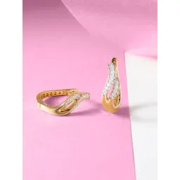 Mia by Tanishq Sleek Chic 14k Gold & Diamond Hoop Earrings for Women-picture-31