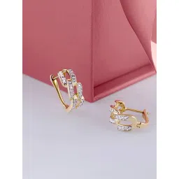 Mia by Tanishq Twist Charm 14k Gold & Diamond Hoop Earrings for Women-picture-30