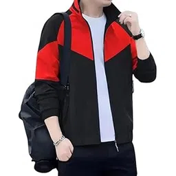 mia fashion Men's Water Resistant Jacket For Summer Season | Lightweight Windcheater Nylon Jacket | Stylish Full Sleeves Stand Collar For Sports, Tracking image 1