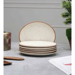 Handcrafted Ribbed (Set of 6) Ceramic Quarter Plate by Miah Decor-picture-20