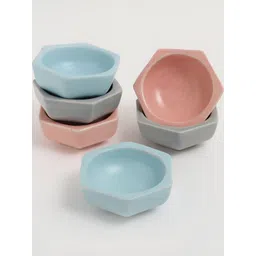 MIAH Decor Pink & Blue 6 Pieces Hexagonal Dishwasher Safe Ceramic Diyas image 2