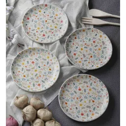 miah decor Spring 4 Pcs White Stoneware Dinnerware Set-picture-38