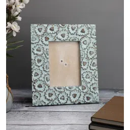 miah decor Teal Rectangular Dorian Traditional Mango Wood Table Photo Frame-picture-21