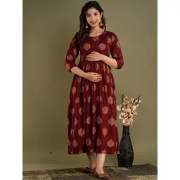 Mialo fashion Ethnic Motifs Printed Block Print Maternity Ethnic Dress-picture-29