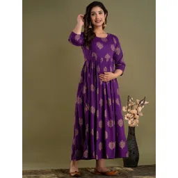 Mialo fashion Ethnic Motifs Printed Block Print Maternity Ethnic Dress-picture-33