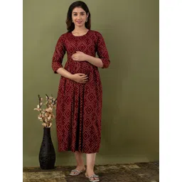 Mialo fashion Ethnic Motifs Printed Maternity Fit and Flare Ethnic Dress-picture-29