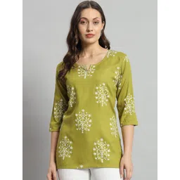 Mialo fashion Ethnic Motifs Printed Notch Neck Straight Kurti-picture-29