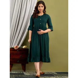 Mialo fashion Fit & Flared Maternity Midi Ethnic Dress-picture-14