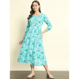Mialo fashion Printed Fit & Flared Midi Maternity Ethnic Dresses-picture-29