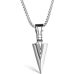 miami Pendant for Men Arrow Black Silver gold chain for men Boys Mens boyfriend gents locket Necklace for men Boy girls Women Stainless Steel neck chain lockets mens chains fashion Long Stylish M19-picture-21