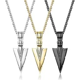 miami Pendant for Men combo Arrow Black Silver gold chain for men Mens boyfriend gents locket Necklace for men Boy girls Women Stainless Steel 3 neck chain lockets mens chains fashion Long Stylish M28-picture-31