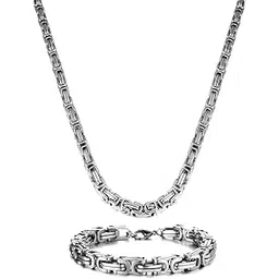 miami silver chain for men combo necklace for men 2 Bracelet chains for men neck chain for men chain for boys mens chain Stainless steel stylish long chains Locket Pendant golden chain fashion M459-picture-12