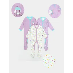 MiArcus Infant Girls Pack Of 3 Cotton Sleepsuits-picture-58