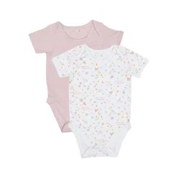 MiArcus Infants Peach & White Pack of 2 Printed Pure Cotton Bodysuit-picture-25